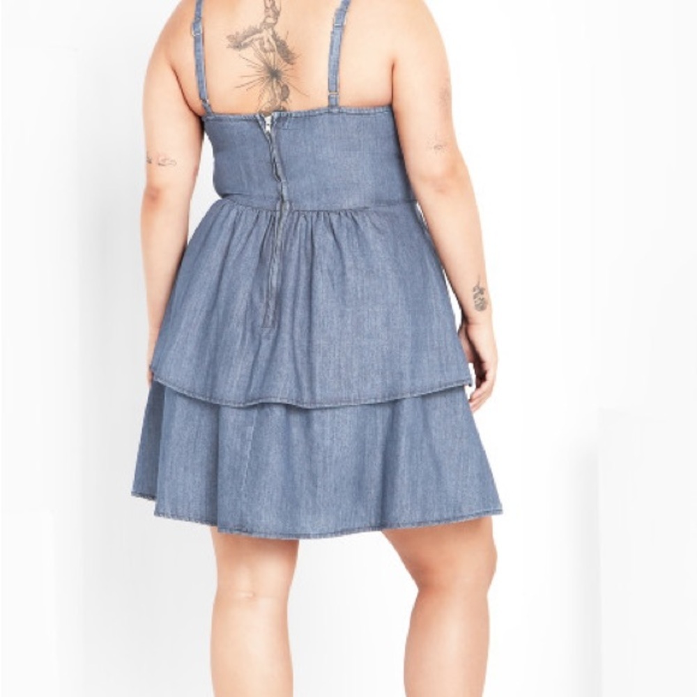 City Chic Blue Denim Mini Dress - Picture 3 of 8
